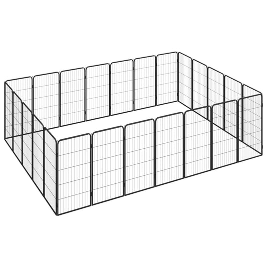 Hondenkennel 24 panelen 50 x 100 cm gepoedercoat staal zwart