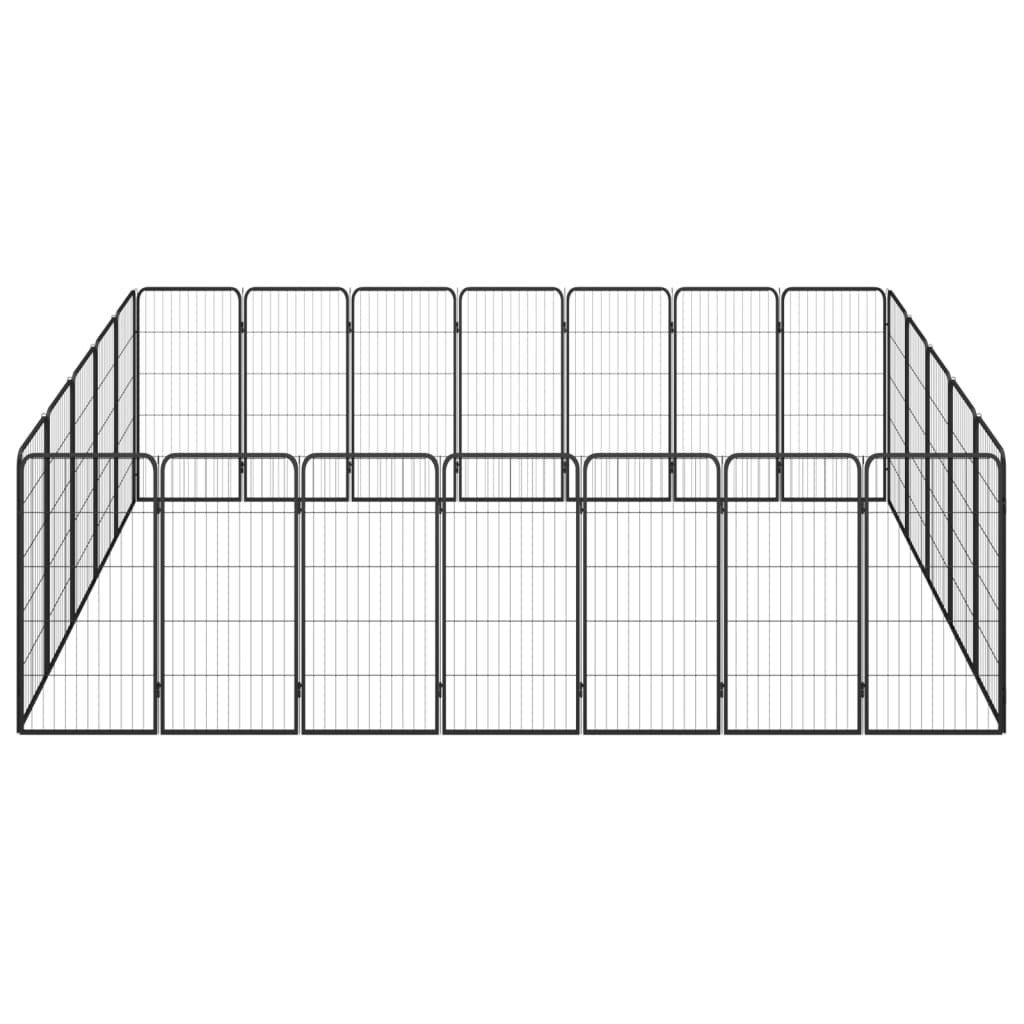 Hondenkennel 24 panelen 50 x 100 cm gepoedercoat staal zwart