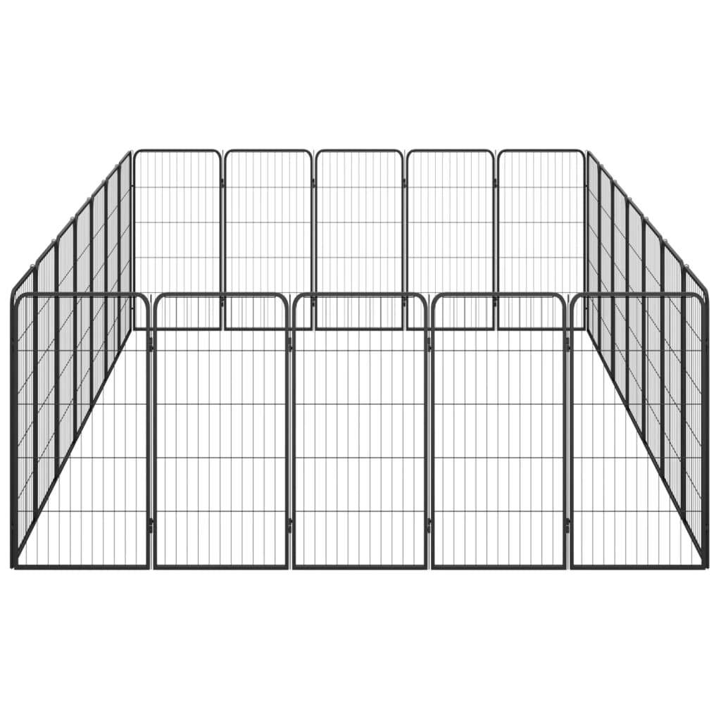 Hondenkennel 24 panelen 50 x 100 cm gepoedercoat staal zwart