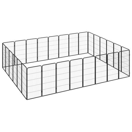 Hondenkennel 28 panelen 50x100 cm gepoedercoat staal zwart