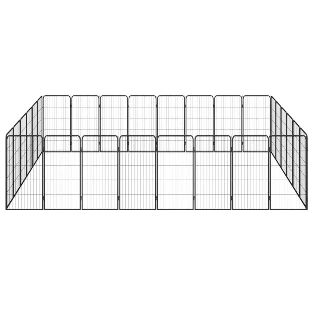 Hondenkennel 28 panelen 50x100 cm gepoedercoat staal zwart