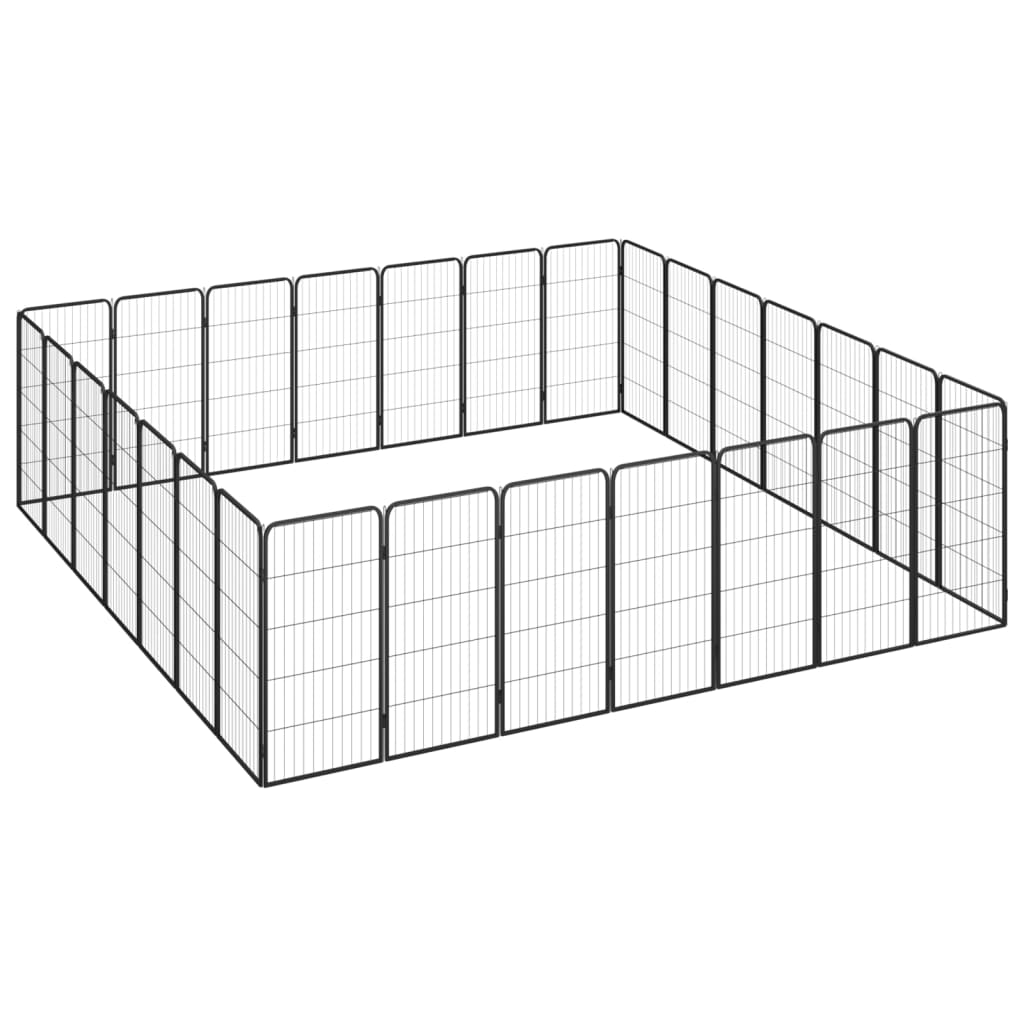 Hondenkennel 28 panelen 50x100 cm gepoedercoat staal zwart