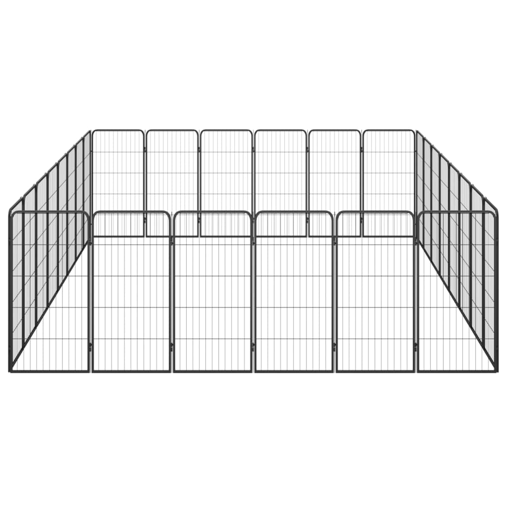 Hondenkennel 28 panelen 50x100 cm gepoedercoat staal zwart