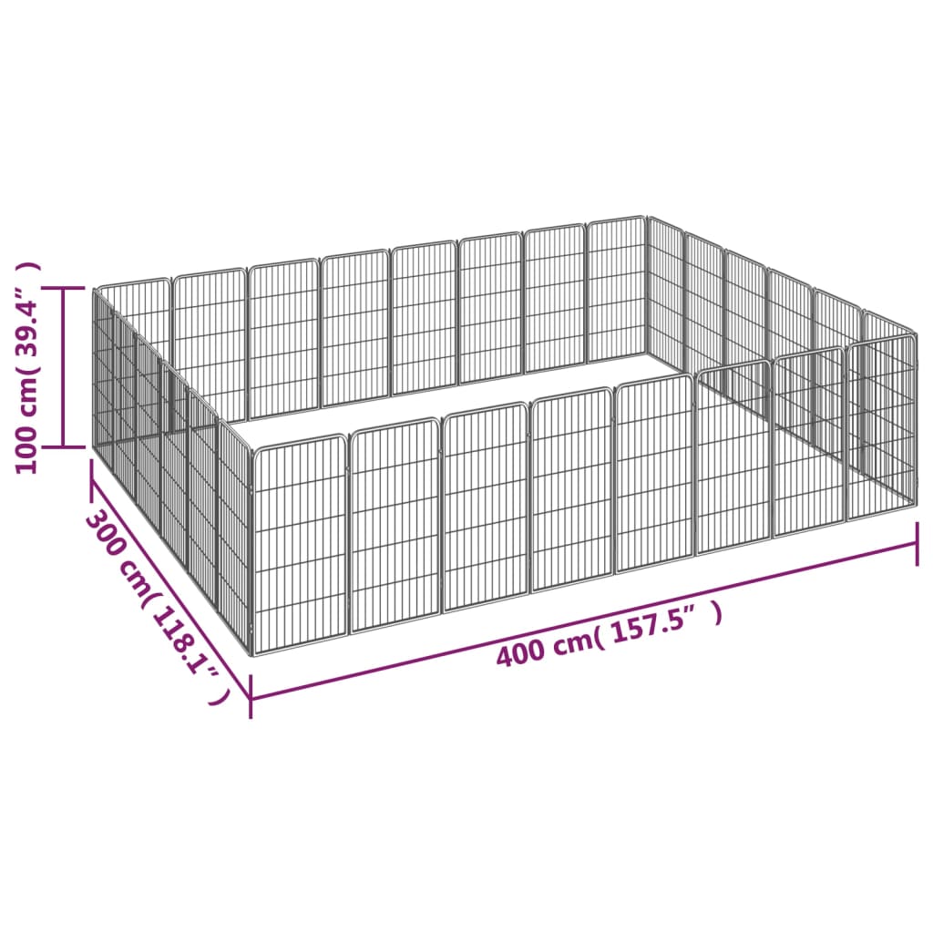 Hondenkennel 28 panelen 50x100 cm gepoedercoat staal zwart