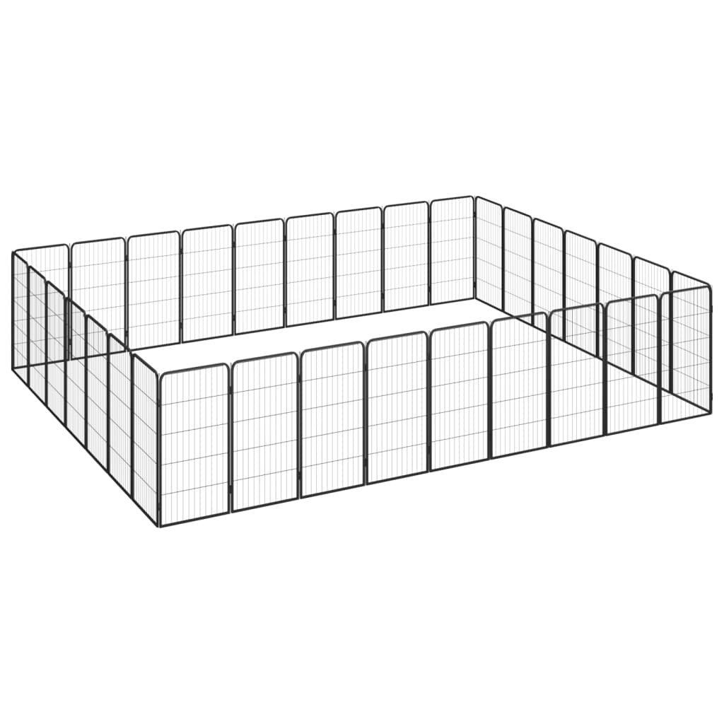 Hondenkennel 32 panelen 50 x 100 cm gepoedercoat staal zwart