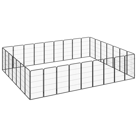 Hondenkennel 32 panelen 50 x 100 cm gepoedercoat staal zwart