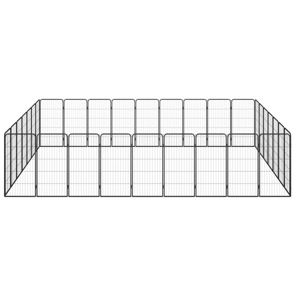 Hondenkennel 32 panelen 50 x 100 cm gepoedercoat staal zwart