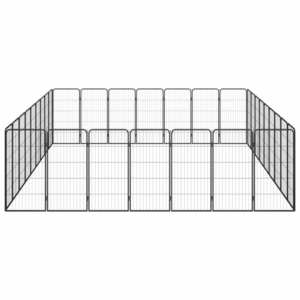 Hondenkennel 32 panelen 50 x 100 cm gepoedercoat staal zwart