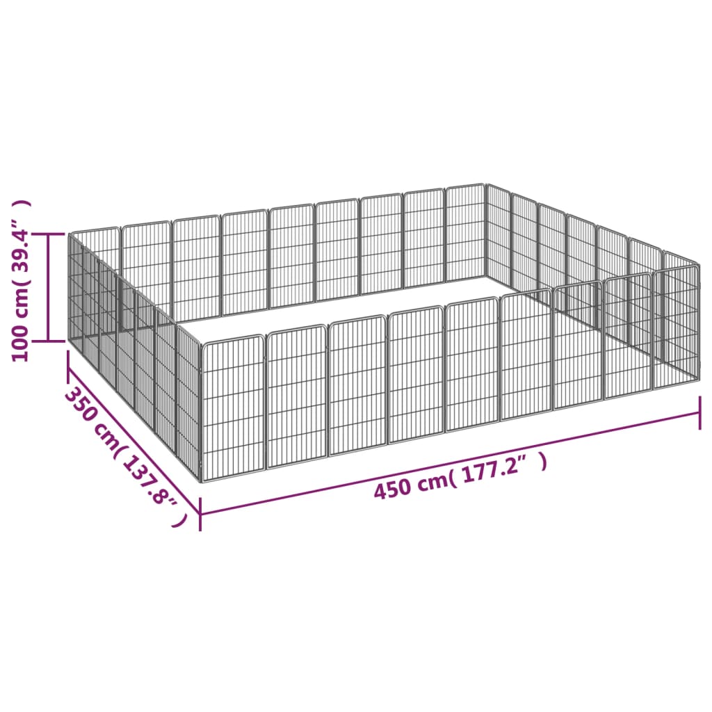 Hondenkennel 32 panelen 50 x 100 cm gepoedercoat staal zwart