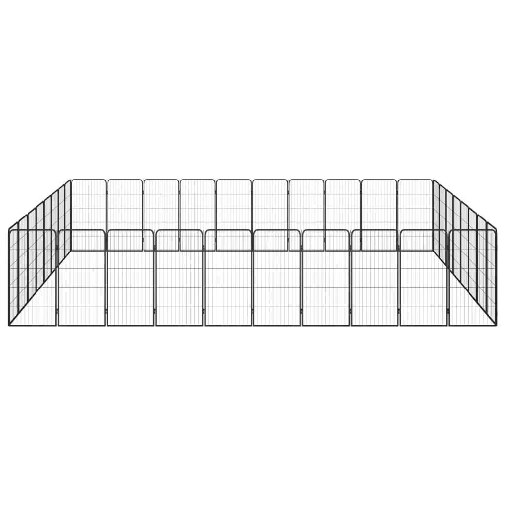 Hondenkennel 36 panelen 50 x 100 cm gepoedercoat staal zwart