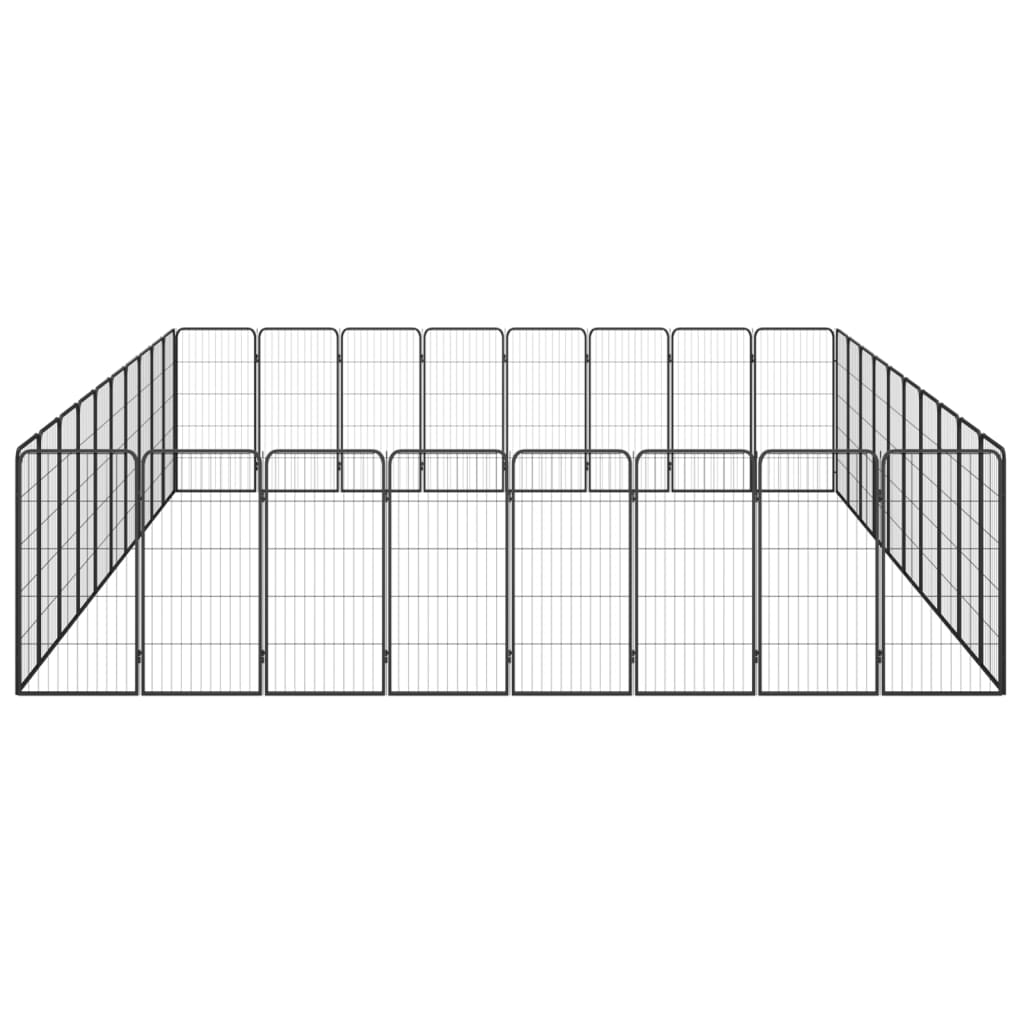 Hondenkennel 36 panelen 50 x 100 cm gepoedercoat staal zwart