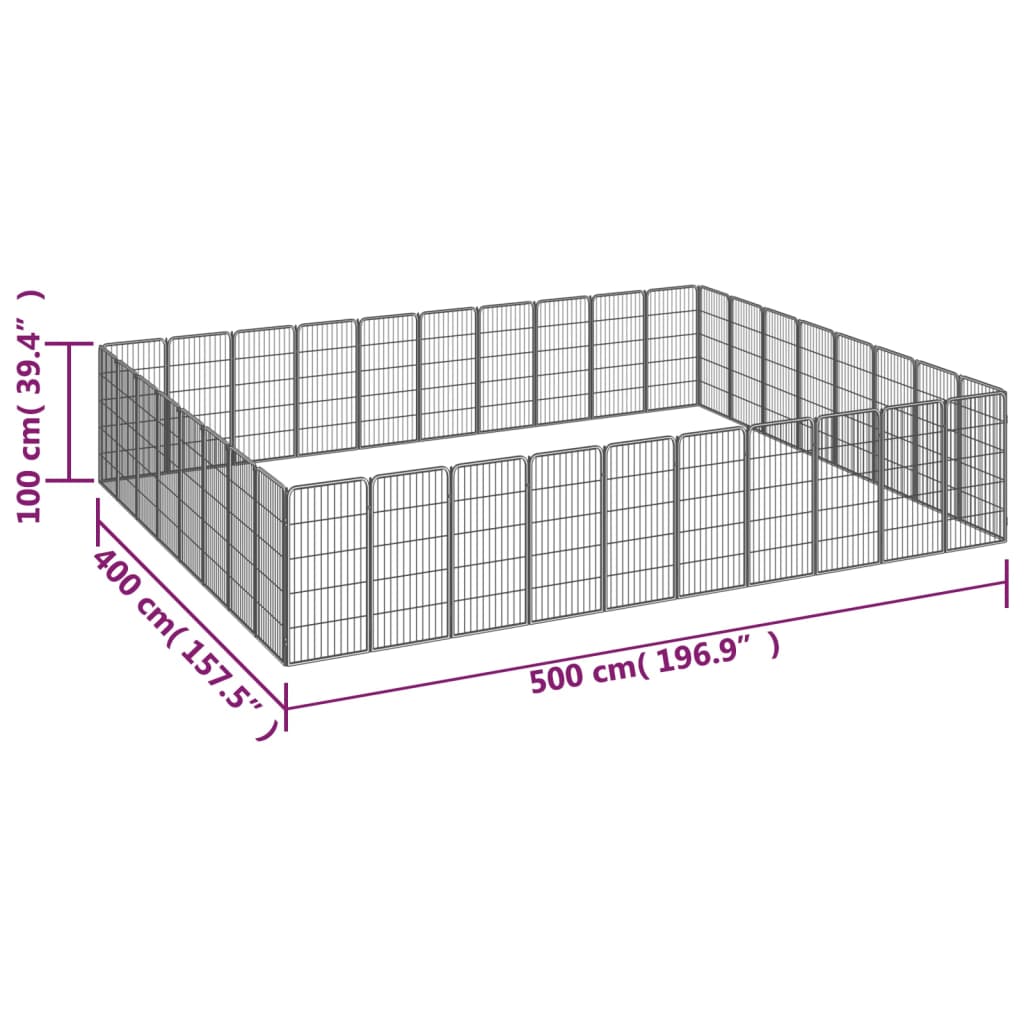 Hondenkennel 36 panelen 50 x 100 cm gepoedercoat staal zwart