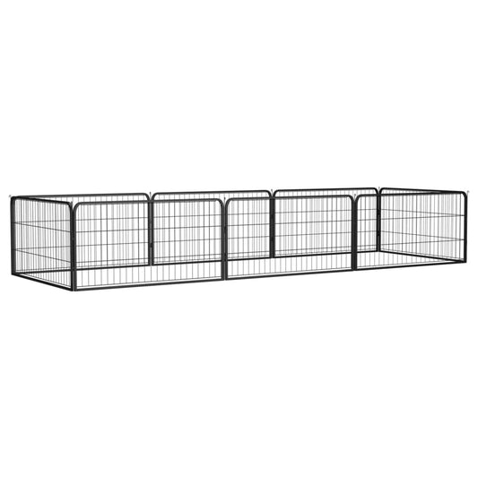 Hondenkennel 8 panelen 100x50 cm gepoedercoat staal zwart