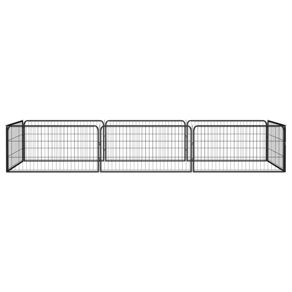 Hondenkennel 8 panelen 100x50 cm gepoedercoat staal zwart