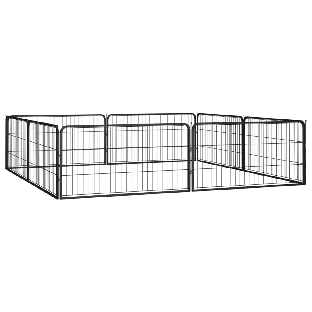 Hondenkennel 8 panelen 100x50 cm gepoedercoat staal zwart