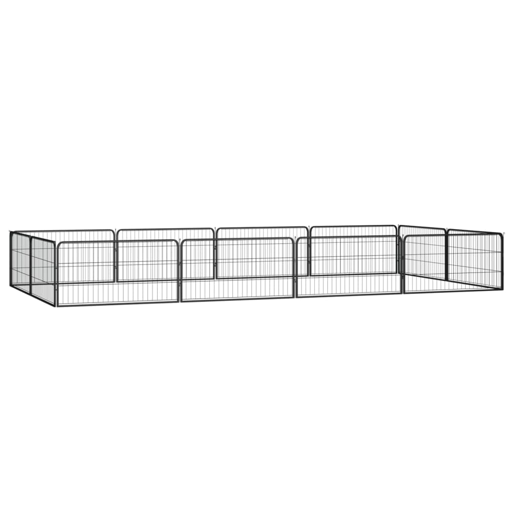 Hondenkennel 12 panelen 100x50 cm gepoedercoat staal zwart