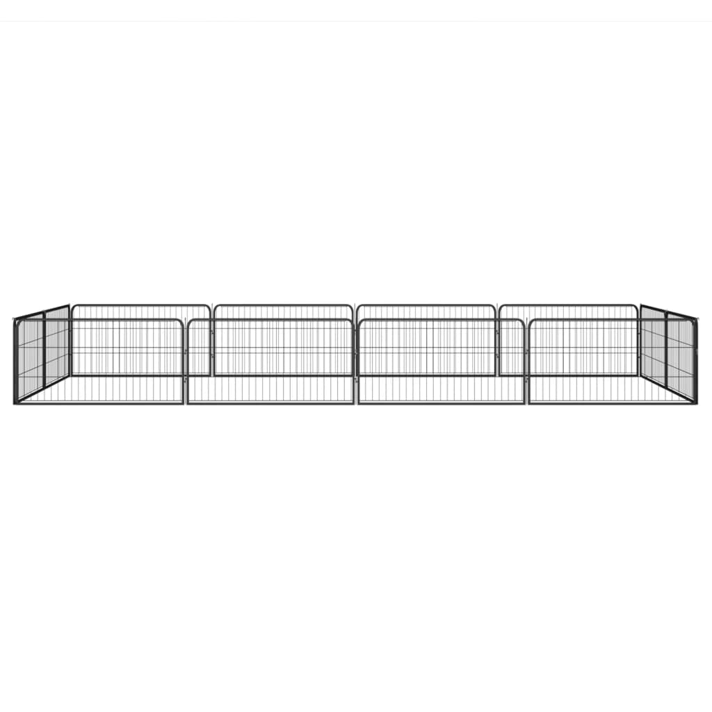 Hondenkennel 12 panelen 100x50 cm gepoedercoat staal zwart