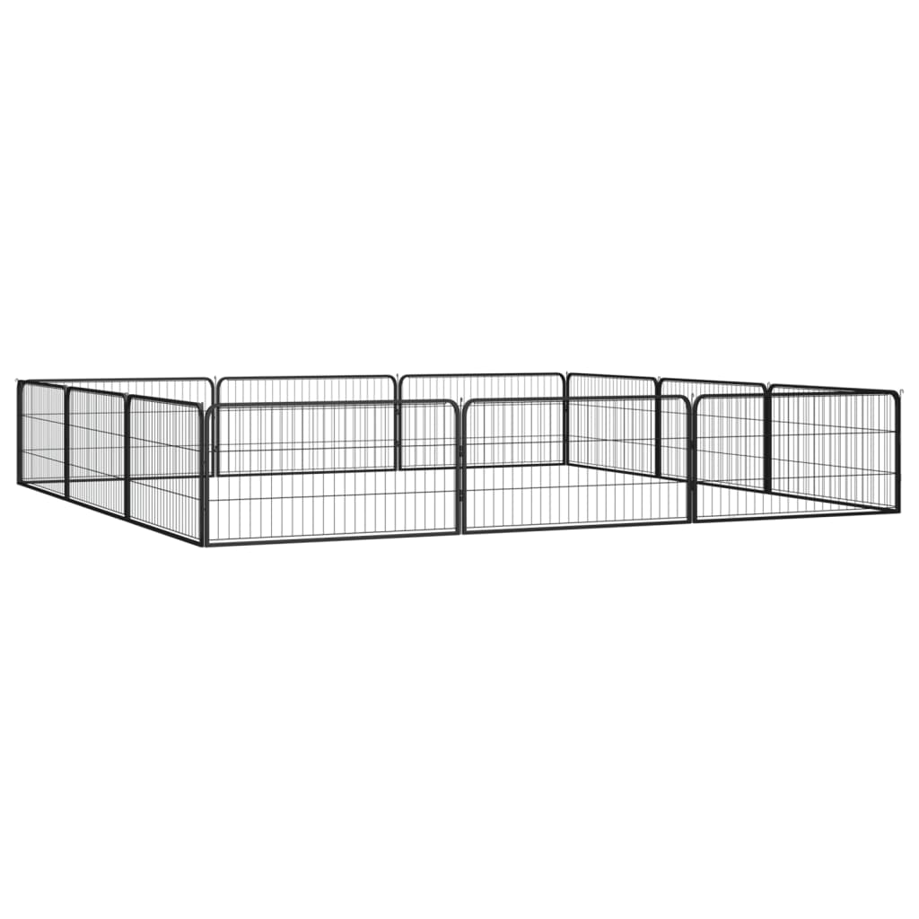 Hondenkennel 12 panelen 100x50 cm gepoedercoat staal zwart