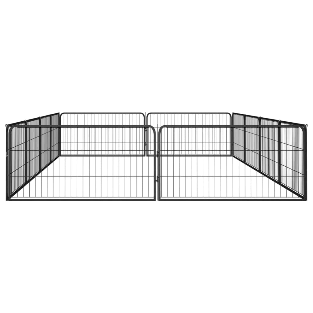 Hondenkennel 12 panelen 100x50 cm gepoedercoat staal zwart