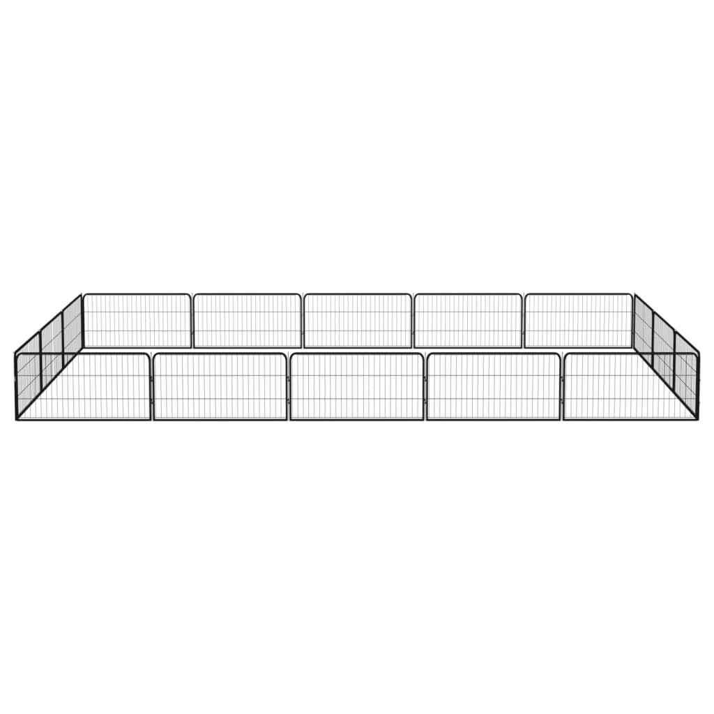 Hondenkennel 16 panelen 100x50 cm gepoedercoat staal zwart