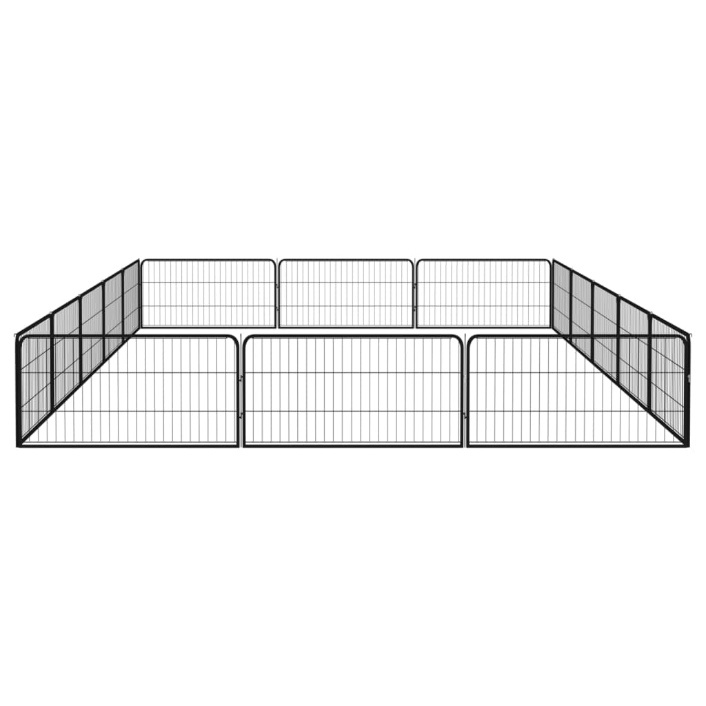 Hondenkennel 16 panelen 100x50 cm gepoedercoat staal zwart