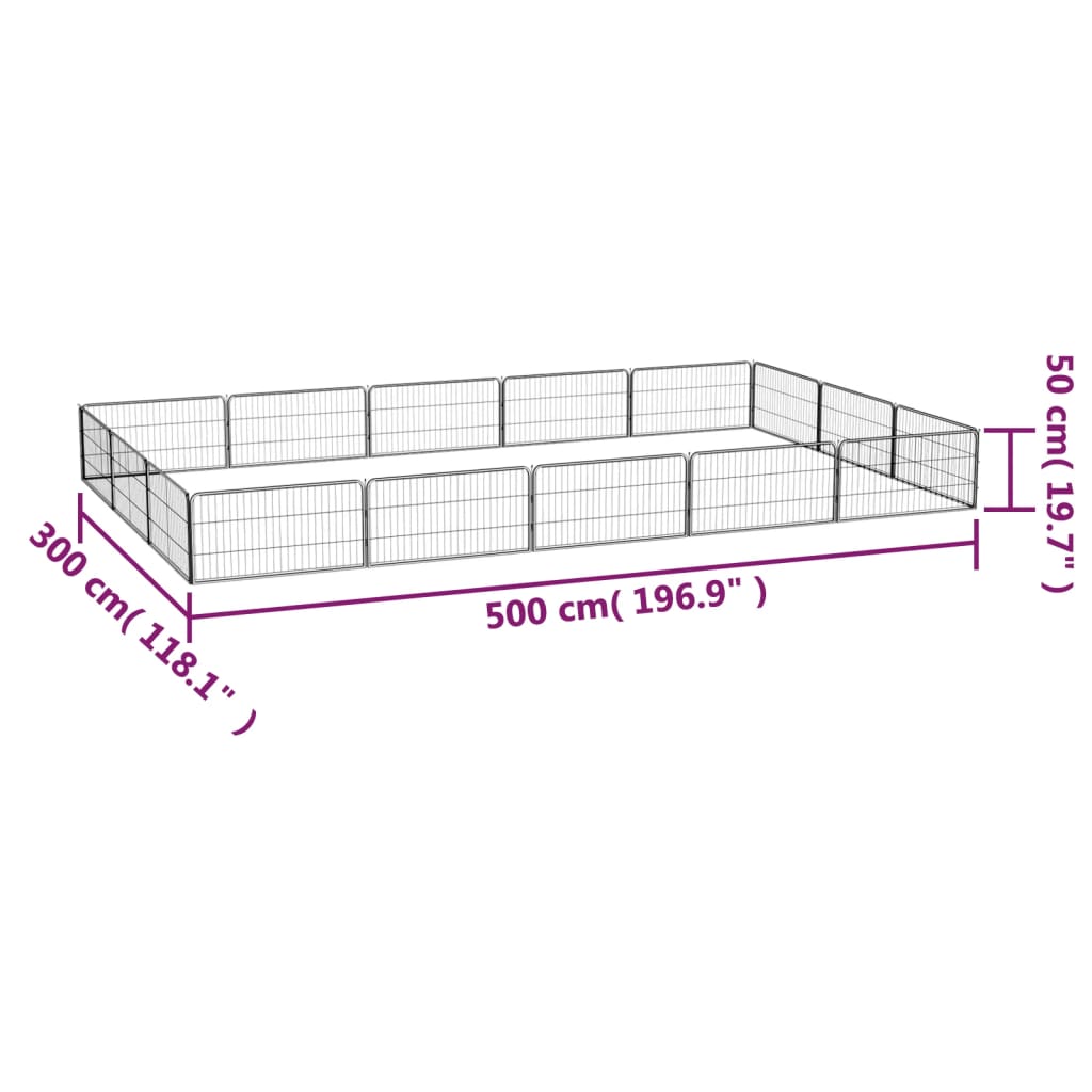 Hondenkennel 16 panelen 100x50 cm gepoedercoat staal zwart