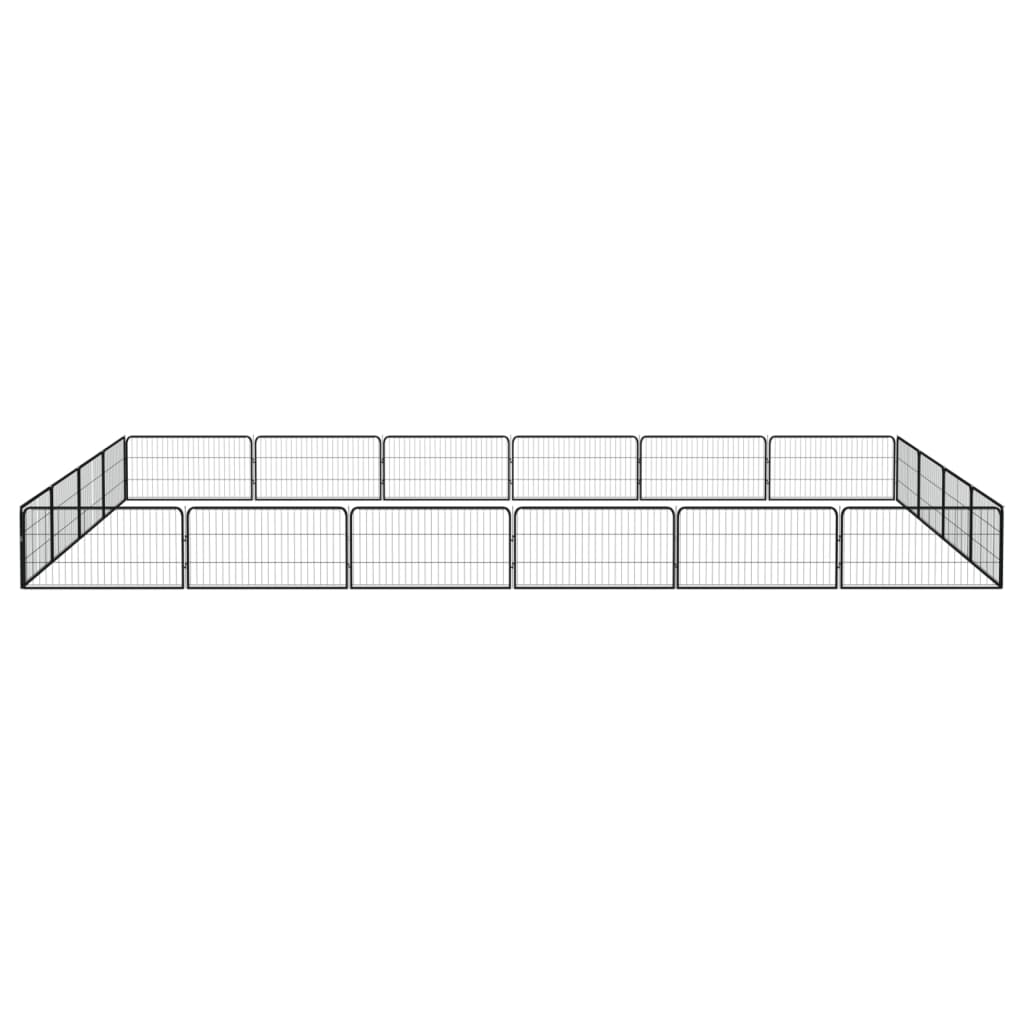 Hondenkennel 20 panelen 100x50 cm gepoedercoat staal zwart