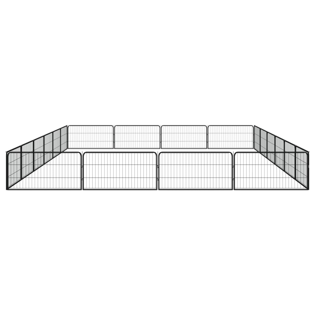 Hondenkennel 20 panelen 100x50 cm gepoedercoat staal zwart