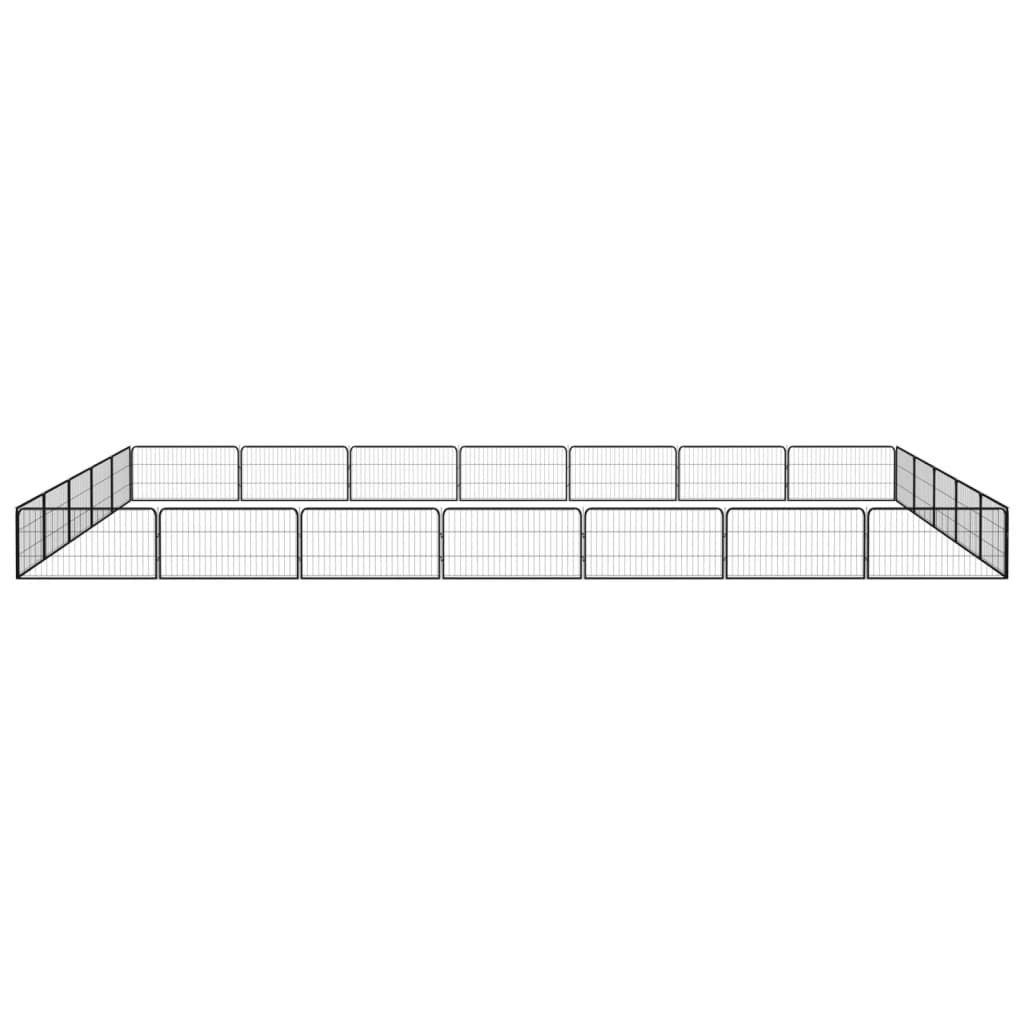 Hondenkennel 24 panelen 100x50 cm gepoedercoat staal zwart