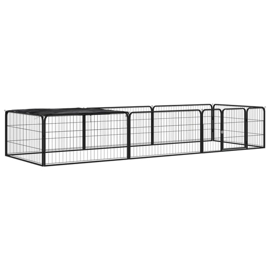 Hondenkennel 8 panelen 100x50 cm gepoedercoat staal zwart