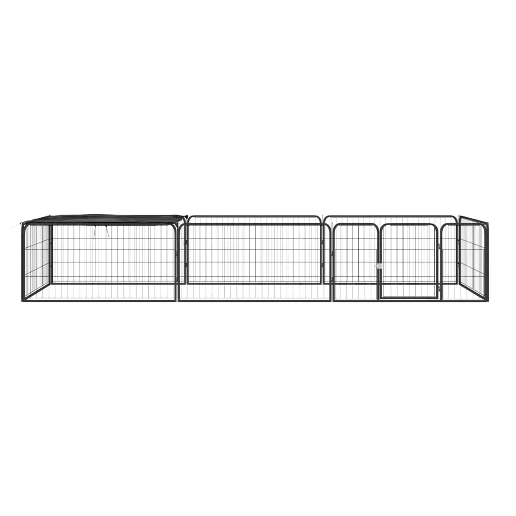 Hondenkennel 8 panelen 100x50 cm gepoedercoat staal zwart