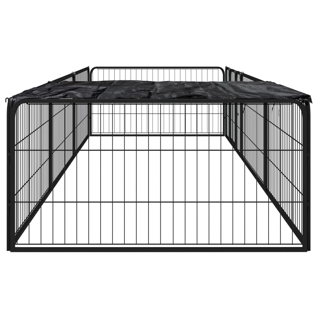 Hondenkennel 8 panelen 100x50 cm gepoedercoat staal zwart