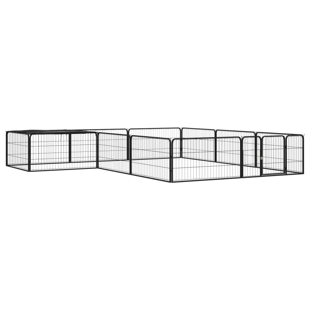 Hondenkennel 12 panelen 100x50 cm gepoedercoat staal zwart