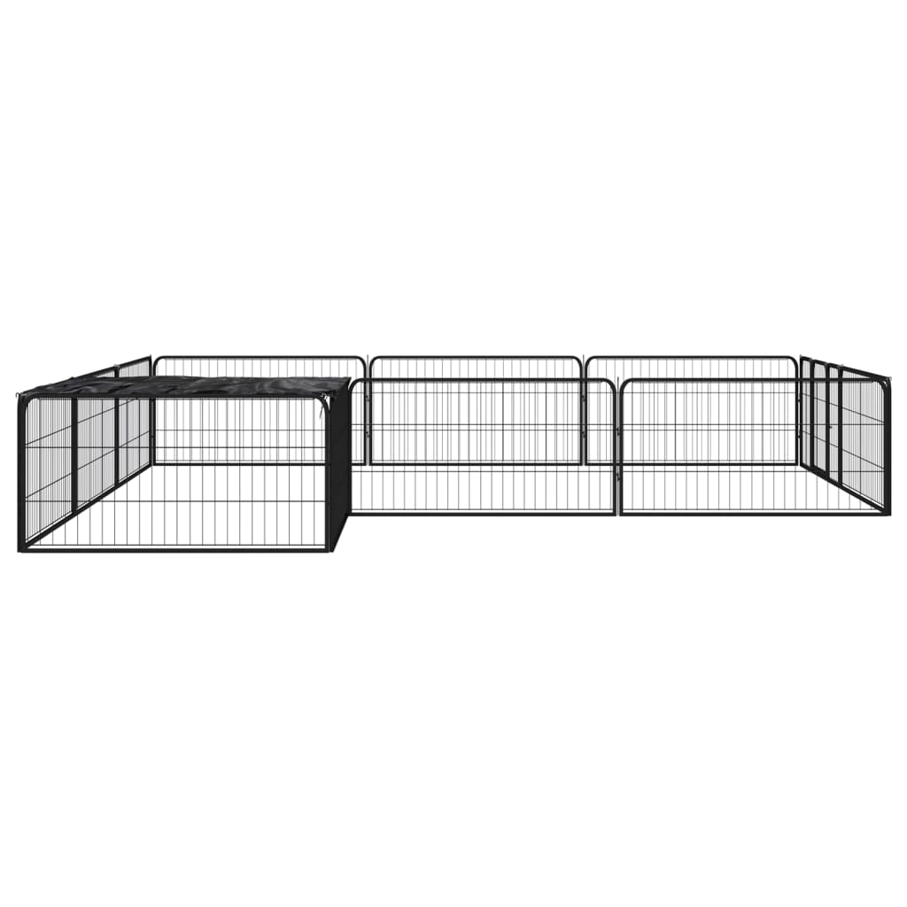 Hondenkennel 12 panelen 100x50 cm gepoedercoat staal zwart