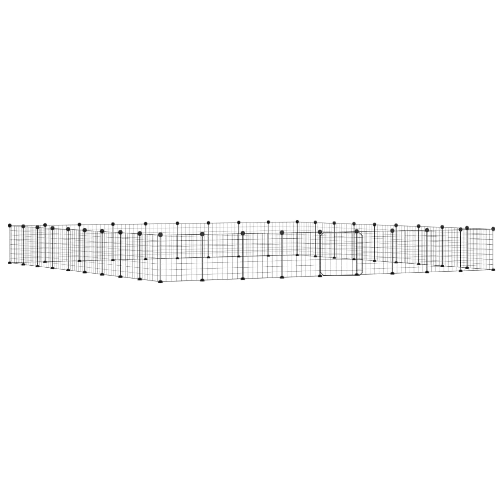 Huisdierenkooi met deur 36 panelen 35x35 cm staal zwart