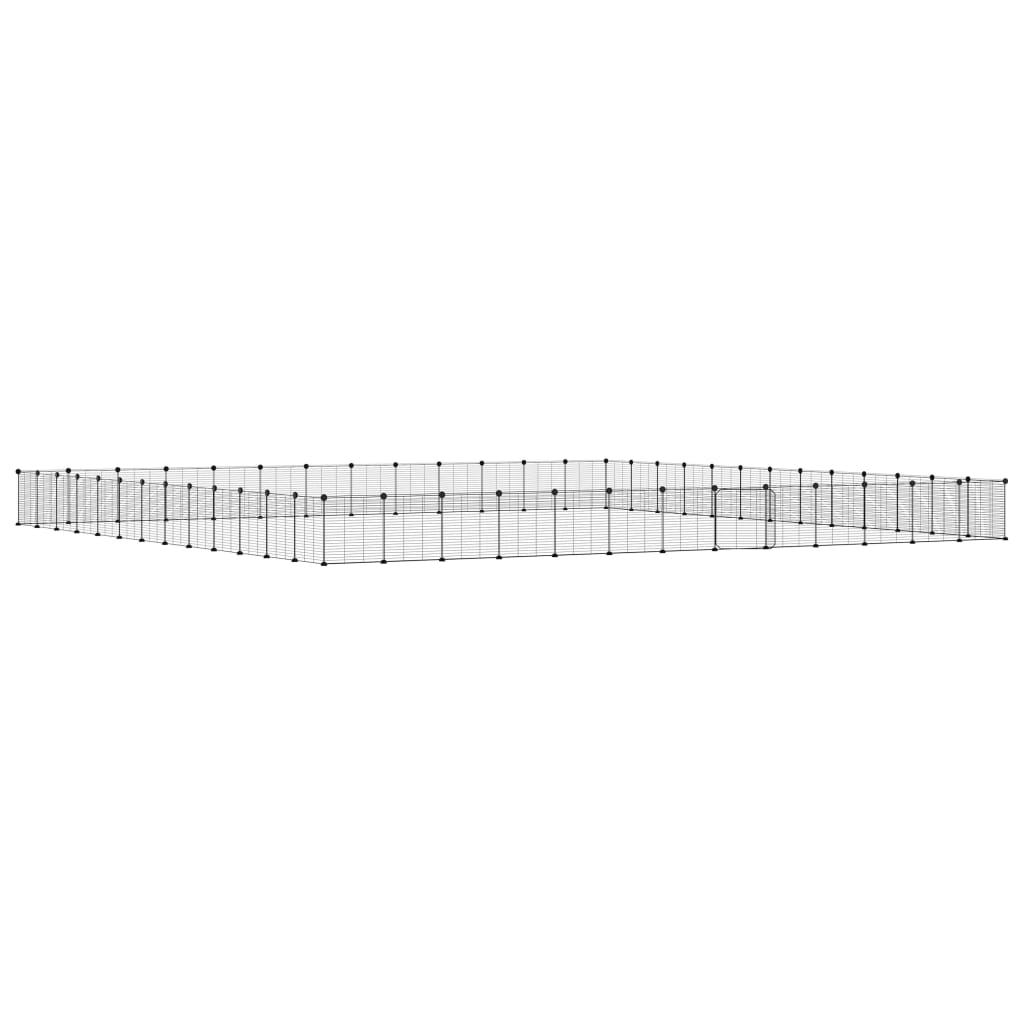 Huisdierenkooi met deur 52 panelen 35x35 cm staal zwart