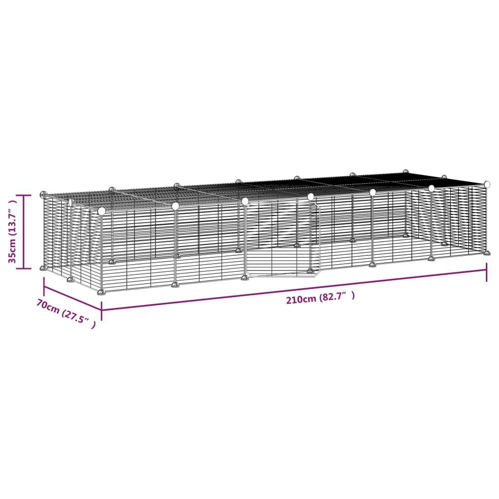 Huisdierenkooi met deur 28 panelen 35x35 cm staal zwart