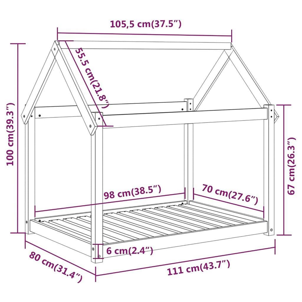 Hondenmand 111x80x100 cm massief grenenhout honingbruin