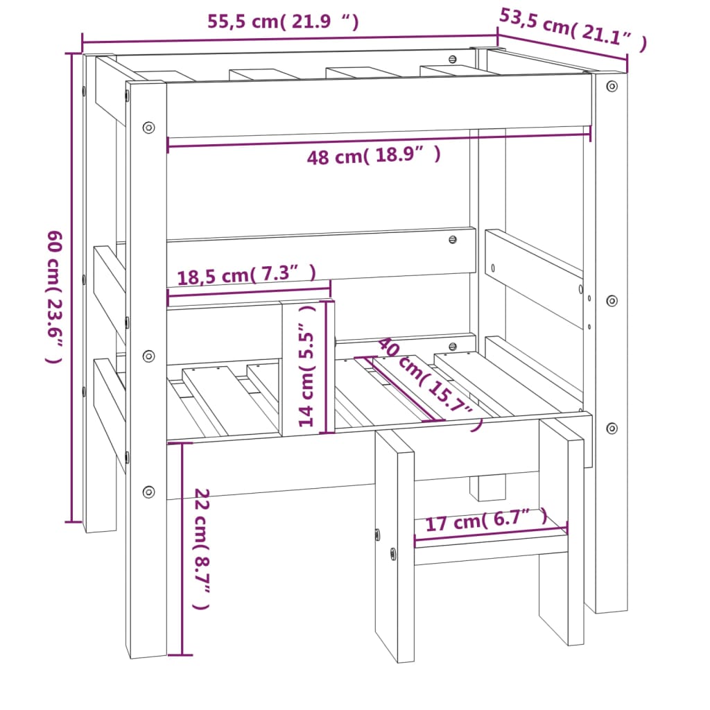 vidaXL Hondenmand 55,5x53,5x60 cm massief grenenhout zwart