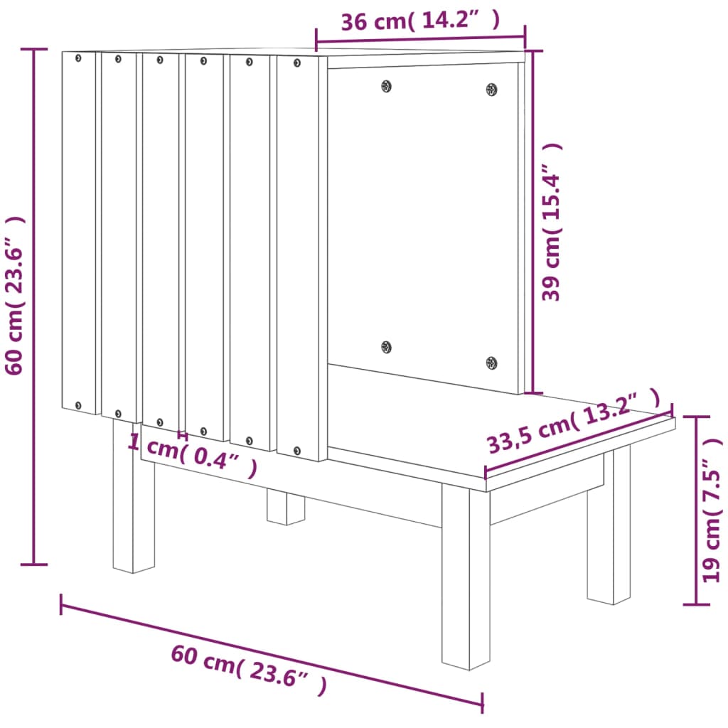 Kattenhuis 60x36x60 cm massief grenenhout wit