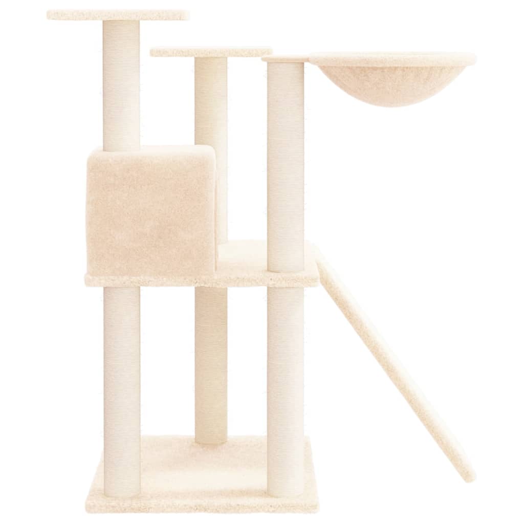 Kattenmeubel met sisal krabpalen 83 cm crèmekleurig