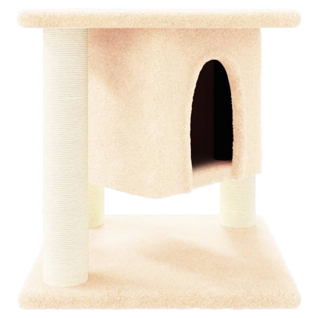 Kattenmeubel met sisal krabpalen 37 cm crèmekleurig