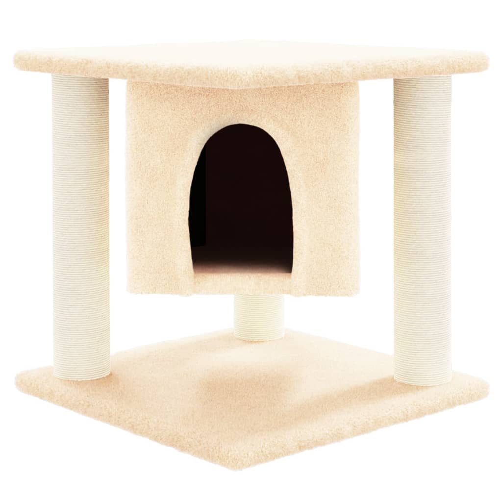 Kattenmeubel met sisal krabpalen 37 cm crèmekleurig