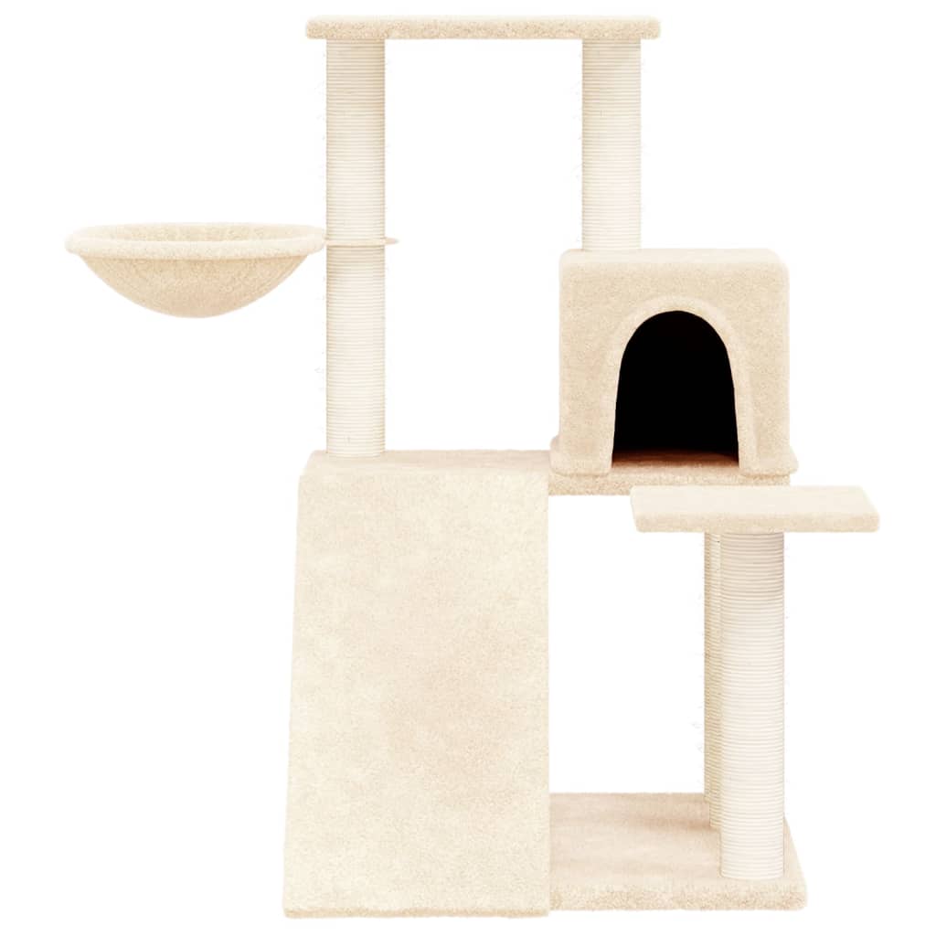 Kattenmeubel met sisal krabpalen 82 cm crèmekleurig