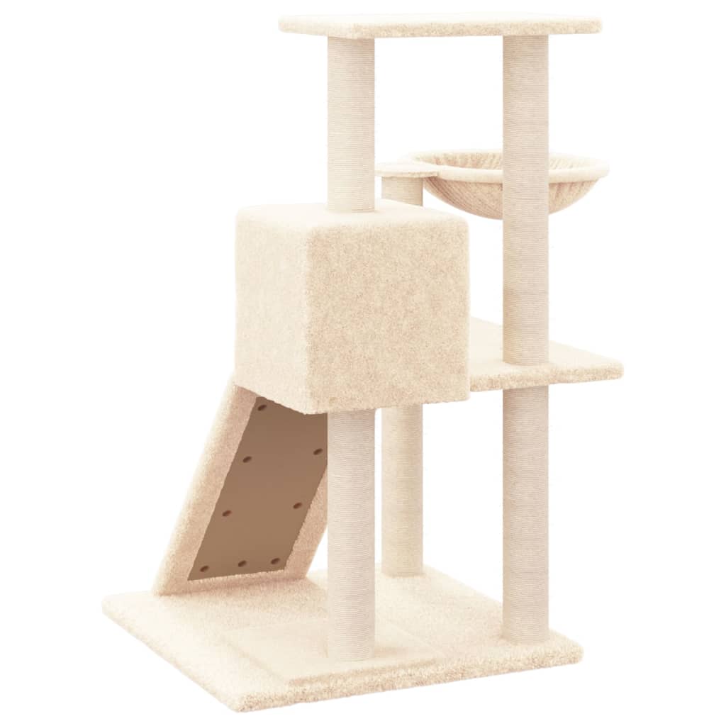 Kattenmeubel met sisal krabpalen 82 cm crèmekleurig