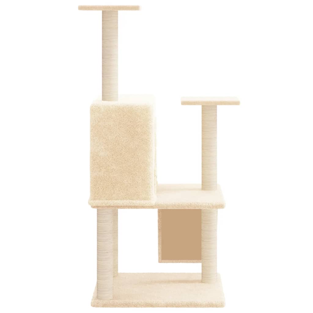 Kattenmeubel met sisal krabpalen 109 cm crèmekleurig