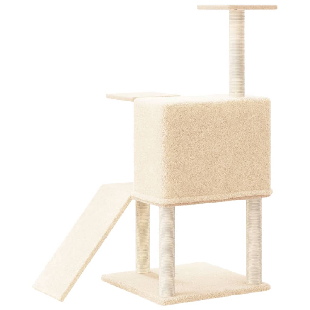 Kattenmeubel met sisal krabpalen 109 cm crèmekleurig