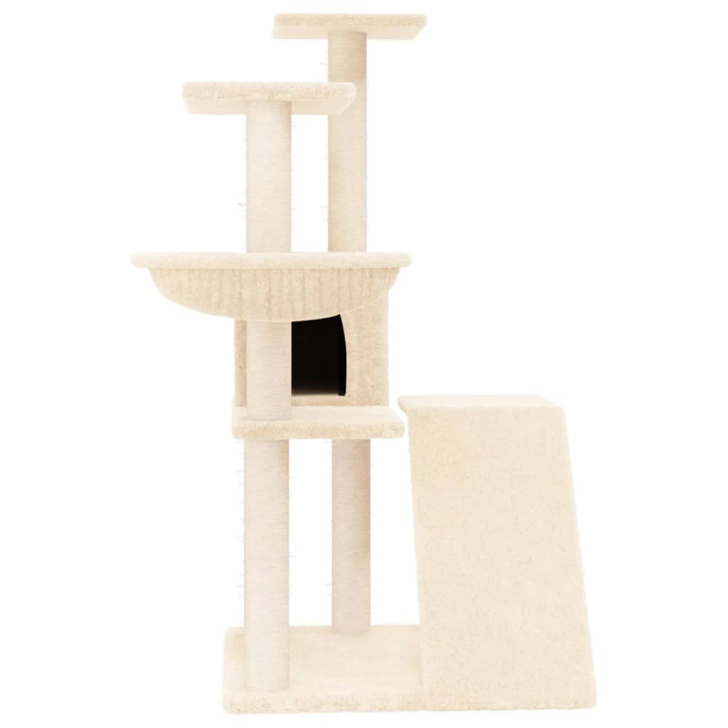 Kattenmeubel met sisal krabpalen 94 cm crèmekleurig