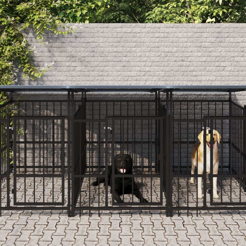 Hondenkennel met dak 5,63 m² staal