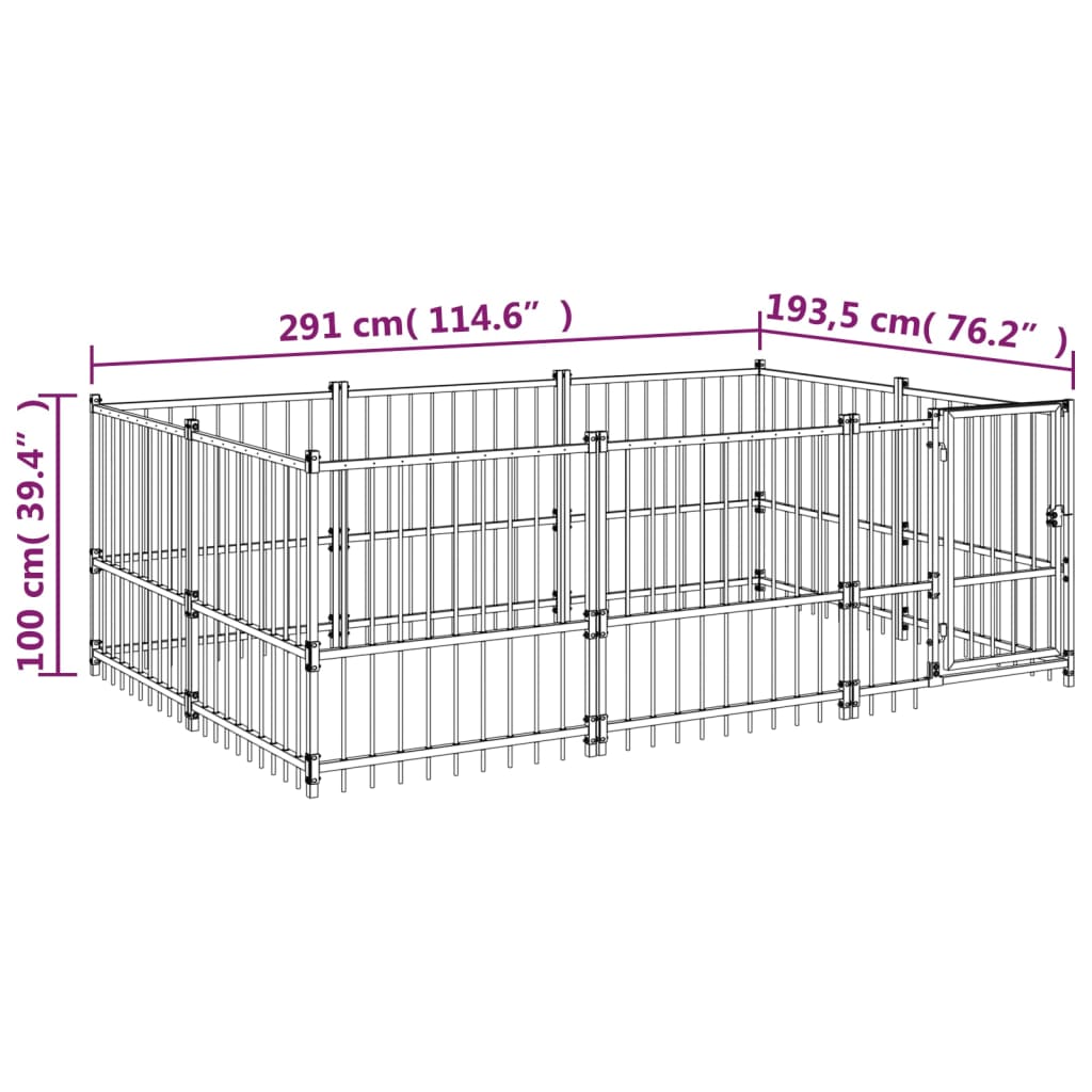 Hondenkennel voor buiten 5,63 m² staal